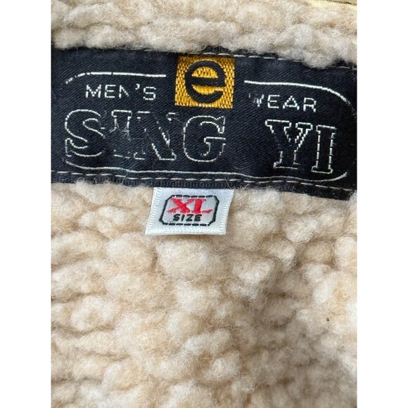 Vtg. Men's Sing Yi Two-Tone Brown & Olive Jacket Sherpa Bomber Jacket Sz XL - Picture 5 of 7
